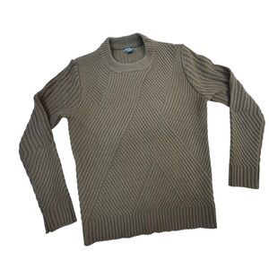 Eddie Bauer Women L Brown Knit Sweater Long Sleeve Crew Neck Size L